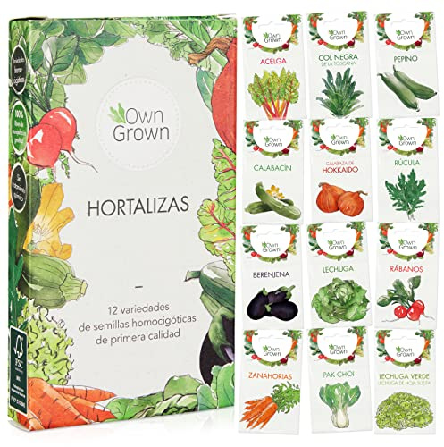 OwnGrown Gemüse Samen Set - 12 Pflanzensamen Sorten für Hochbeet und Garten - Praktische Box mit Gemüsesamen für den Anbau Frischer Ernte zu Hause - Ideal für Gartenliebhaber