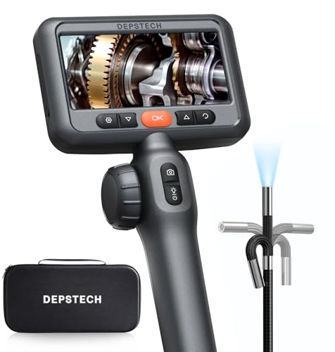 DEPSTECH 6.2mm Drehbar Endoskopkamera mit Licht, 1080P Endoskopkamera Beweglicher Kopf 210°, 4,5 IPS Bildschirm Endoskop Kamera Inspektionskamera Rohrkamera Kanalkamera-1.5m