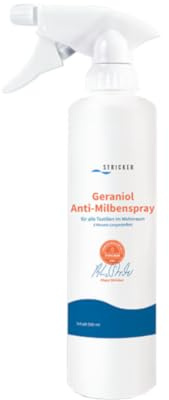 STRICKER Geraniol Anti-Milbenspray 500ml I Hausstaubmilbenspray I Milbenspray I effektives Spray gegen Milben I Anti-Milben-Mittel I Milbenschutz I Hausstaubmilben-Allergie