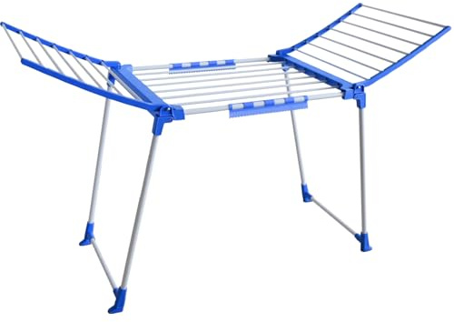 Hazeatte Wäscheständer Blau mit stabilem Stand, standtrockner,Wäscheständer für Lange Wäsche, Flügelwäschetrockner für platzsparende Aufbewahrung,Eco-Verpackung