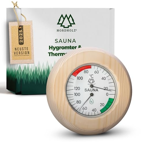 NORDHOLZ® Sauna Thermometer Hygrometer 2in1 - Hochwertiges Sauna Zubehör