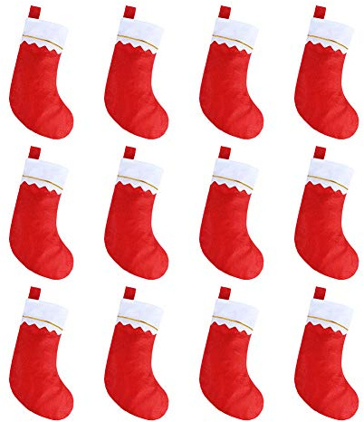 CCINEE Weihnachtsstrümpfe für Weihnachten DIY Zubehör, Kamin hängende Strumpf rot Vliesstoff mit goldenem Rand