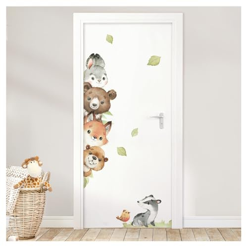 DEKO KINDERZIMMER Wandsticker Türaufkleber Waldtiere Wandtattoo Kinderzimmer Babyzimmer Wandaufkleber Tür-Sticker DK1004-4
