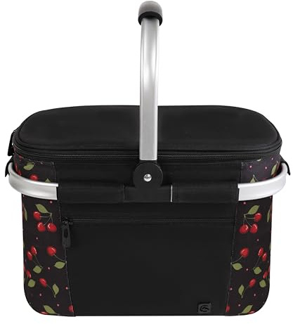 ALLCAMP Faltbar Isoliert Kühltasche - Einkaufskorb Thermo Mit Deckel, Abnehmbarer Picknickkorb 2 Personen, Aluminiumrahmen Kühlkorb, Verdicken Thermokorb