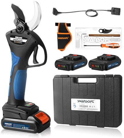 SWANSOFT 8605 Akku Astschere, 40mm Akku Gartenschere, 1050W 21V 2A Progressive Elektrische Astschere für Olivenbäume, Weinberg