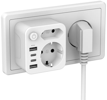 ZENIJUST Mehrfachsteckdose mit 4 USB Netzteil,Steckdosen mit usb c, Mehrfachstecker für USB Steckdose,2 USB C Adapter und Doppelstecker Für Steckdose, Steckdosenadapter,