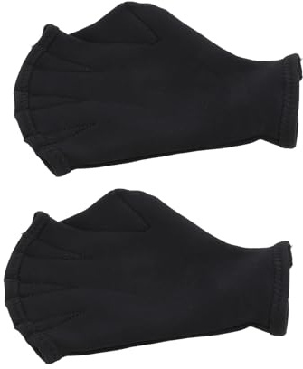 WINOMO Schwimmhandschuhe Schwimmhäute Aquatic Paddel Tauchen Hand Web 1 Paar (Schwarz)