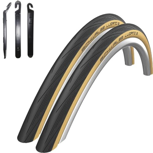 2 x Schwalbe HS471 Lugano 2 28 Rennradreifen Schwarz/Classic 700 x 25C (25-622) inkl. 3 Reifenheber