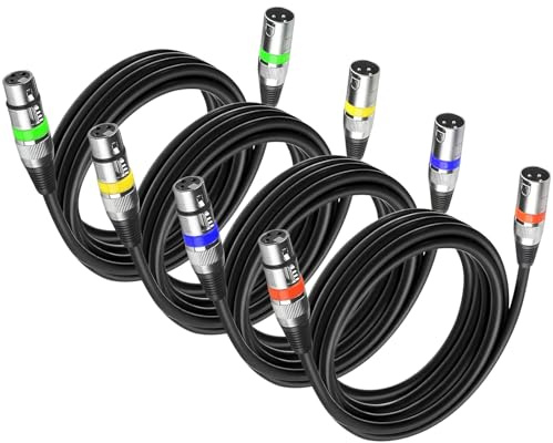 4Pack Dmx & Kabel 3m 3-Poliges XLR Kabel Set für DMX-Signalverbindung und Lichtsteuerung Bühnenscheinwerfer