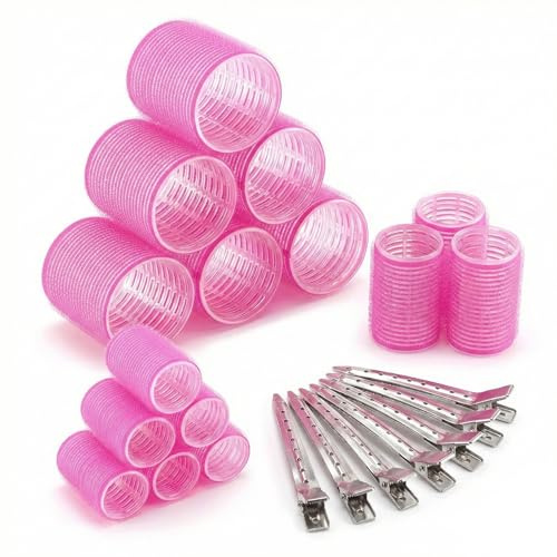 47 Stück Lockenwickler Hair Rollers Große Locken Haare Locken Ohne Hitze Hair Curler mit 20 Haarklammern und 2 Kämmen für alle Kurzen, Mittleren Oder Langen Haare (28 Stücke)