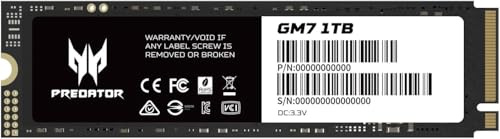Acer Predator GM7 1TB M.2 NVMe SSD PCIe 4.0 - Lesegeschwindigkeit bis zu 7400 MB/s - TLC NAND Flash -Professionelle Gaming Interne Festplatte für PC, Laptop & PS5