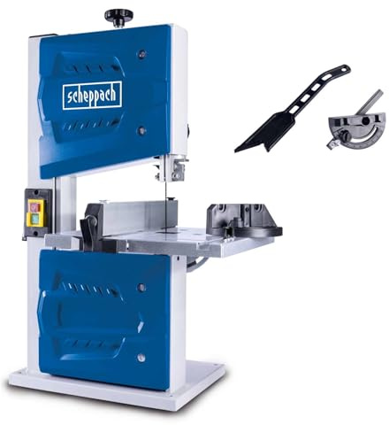 Scheppach Bandsäge HBS25 | Durchlasshöhe 80 mm | Schnittgeschwindigkeit 880 m/min | Tischverstellung 0° – 45° | Bandrad 200 mm | Sägebandlänge 1400 mm | Inklusive Querschneidlehre und Schiebestock