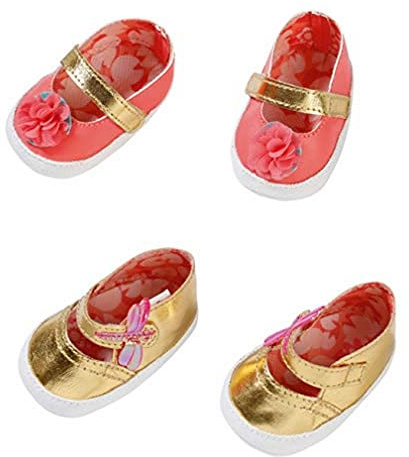 Baby Annabell Zapf Creation 703106 Schuhe, Puppenkleidung Puppen Zubehör, Puppenschuhe für 43 cm große Puppen in Gold oder Rosa, Farbe Nicht frei wählbar