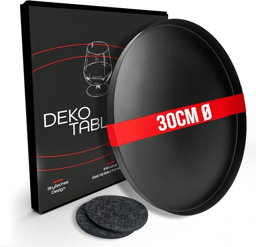 DREIBERG® Dekotablett | Ø 30 cm | Deko Tablett schwarz | Tablett schwarz rund