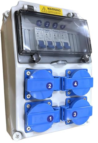 Stromverteiler 16A, 230V Aufputz Verteilerkasten, Wasserdichter Baustromverteiler Mit IP44 Schutz, Wandverteiler Für Werkstatt, Oder Indoor/Outdoor Baustelle