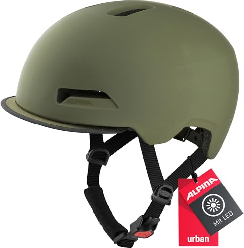 ALPINA BROOKLYN - Beleuchteter, Robuster und Komfortabler Urban Fahrradhelm Mit LED-Licht Für Erwachsene