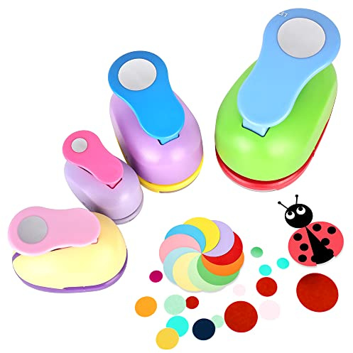 Stanzer Rund Papierstanzer Motivstanzer Kinder: 4 Stück Lochstanzer Papier, Stanzer Kreis, Kreisstanzer Set Groß Ausstanzer für Basteln Scrapbooking Fotoalbum Geschenkanhänger (10mm 15mm 25mm 38mm)
