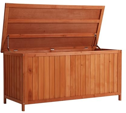 Wiltec Gartenbox aus Holz 127 x 55 x 60 cm Aufbewharungsbox mit Deckel Gartenschrank für Geräte Spielzeug Kissenbox Auflagenbox Fichtenholz