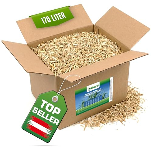 Jumbogras Miscanthus-Mulch 170 L – Rindenmulch-Alternative aus Chinagras/Elefantengras Häcksel – äußerst pflanzenverträglich – geeignet für Gemüse, Kräuter & co. – Schutz vor Unkraut & Austrocknung