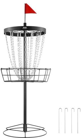 VEVOR Discgolf-Korb, Disc Golf Scheiben Set mit 24 Ketten, 8 mm Robustes Übungs-Discgolf-Ziel aus Stahl, Discgolf-Platzkorb Outdoor/Indoor, Schwarz