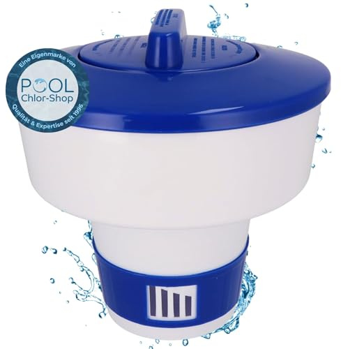 Duraol Dosierschwimmer Groß I Einstellbarer Dosierer zur Chlorzugabe für Pools I Pool Dosieranlage ideal für 200g bis 300g Tabs I Hochwertiger Chlor Schwimmer mit Verstellring in 4-Stufen