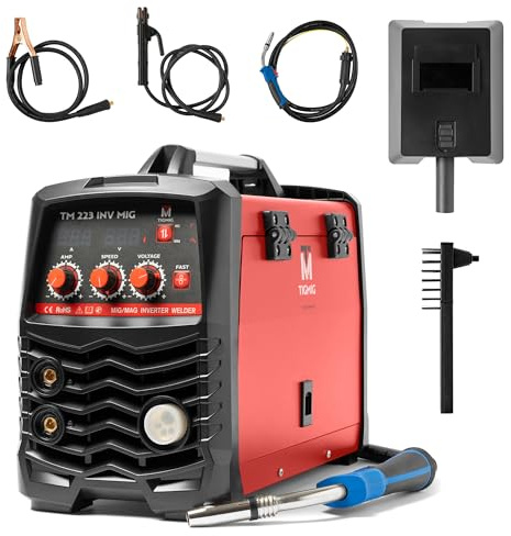 TIGMIG MIG-180 Inverter Schweißgerät MIG MAG - Schutzgas Schweissgerät mit 180 Ampere, Fülldraht und Elektroden geeignet mit/MMA E-Hand/IGBT Technologie / 230V / Blau