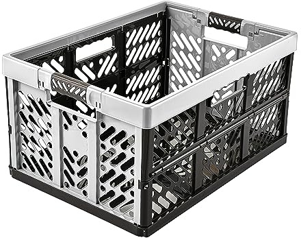 keeeper Stabile Profi-Klappbox mit Soft-Touch Griffen, 54 x 37 x 28 cm, 45 l, Ben, Hellgrau