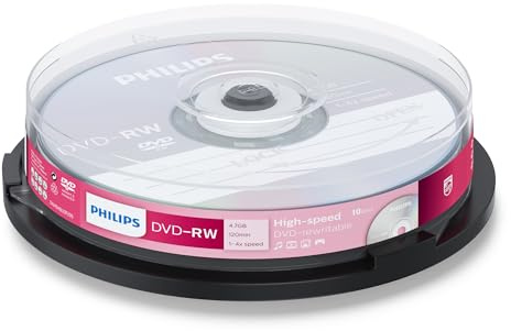Philips DVD-RW Rohlinge High-Speed (4.7 GB / 120 Minuten Video, 1-4x Speed, 10er Spindel, rewritable / überschreibbar)