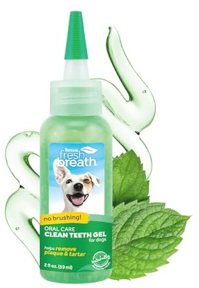 TropiClean Fresh Breath Zahnreinigungsgel für Hunde - Zahnpflege ohne Bürsten - Mundhygiene für Frischen Atem - Entfern Plaque & Zahnstein, Original, 59ml