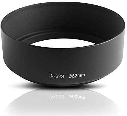 Ares Foto® 62mm Ø Metall Sonnenblende Gegenlichtblende Streulichtblende Lens Hood. CNC-gefrästes Aluminium. Zum Aufschrauben auf Objektiv-Filtergewinde. Für Canon Sony Nikon Tamron Sigma Olympus Fujifilm Pentax