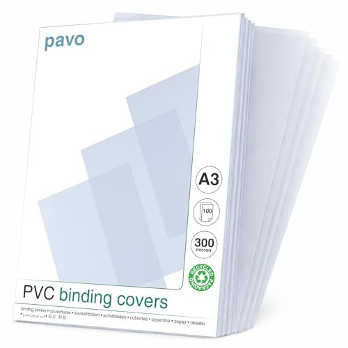Pavo Einbanddeckel-Klarsichtfolie A3, PVC-Folie, 0.30 mm, 100-er Pack, transparent