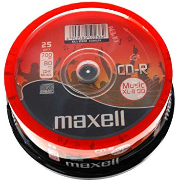 25 Maxell CD-R 700MB Music XL-II 80 in Cake -Box besonders für Musik geeignete 80 MU Rohlinge, 628523.59.GB