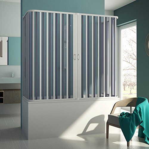 Forte 3-seitige Badewannenaufsatz Duschkabine in PVC 70x160x70 cm H150 mod. Muse
