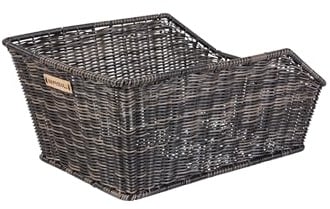 Basil Cento Fahrradkorb – Hinterrad – Rattan Look – wetterfest – Kunststoff – 41 x 25 x 11 cm– Braun
