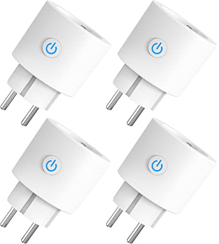 ANTELA WLAN Smart Steckdose mit Strommessung, Smart Home Steckdose kompatibel mit Alexa/Google Home, Stromverbrauch Messen, Sprachsteuerung, APP Fernsteuerung, 2,4GHz, 16A, 4 PCs