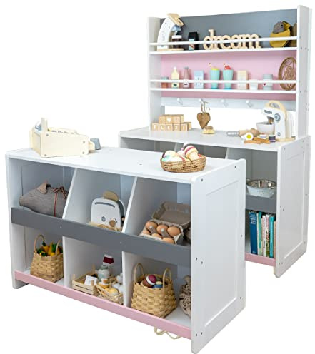 Meppi Kaufladen Flexi Weiss/grau/rosa - Kinderkaufladen aus Holz