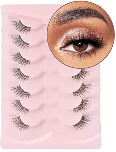 Onlyall Halbe Wimpern Cat Eye Falsche-Wimpern Natürlicher Look 3/4 Eyelashes Wispy Klarer Band 3D Clear Band Half Lashes 14MM C02