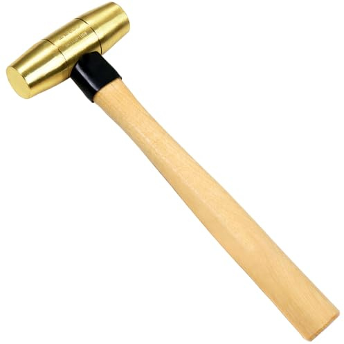 WEDO Fäustel mit Holzstiel, Kopfgewicht 680g, Messing Vorschlaghämmer, Abbruchhammer, Feustel Hammer, Messinghämmer, Länge 320mm，Präzisionshammer für Demontage & Heimwerker