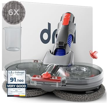 Dripl Wischaufsatz für Dyson V7/V8/V10/V11/V15/Gen5 Staubsauger, Elektrischer Bodenwischer mit Abnehmbaren Wassertank und 6 Waschbare Mopps + 1 Füllbehälter (V7/V8/V10/V11/V15/Gen5)