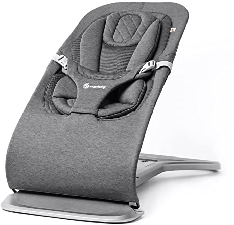Ergobaby 3-in-1 Evolve Bouncer, Ergonomische Babywippe für Neugeborene ab Geburt bis zum Kleinkind, Babyschaukel mit Neugeboreneneinsatz (2,5 kg - 13,2 kg), Charcoal Grey