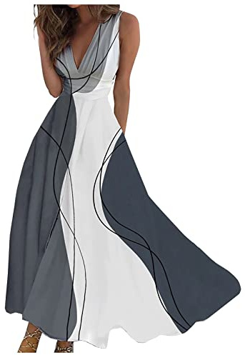 FUPODD Kleider Damen Corset Sommerkleid Damen Lang Korsett Abendkleider Elegant Für Hochzeit Abendkleid Festlich Muster Maxikleid Leicht Abschlusskleid Elegant Ballkleider Lang Sexy Kleid Frauen