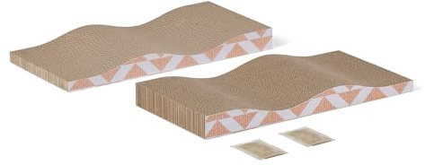 Amazon Basics Katzenkratzmöbel, Katzenkratzmatte für Hauskatzen mit Katzenminze, Einlagig mit Wölbung, 41,9cm x 20,6cm x 4,1cm, 2er-Pack