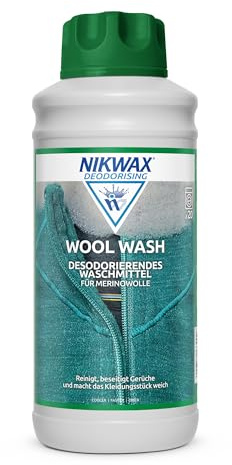 Nikwax Wool Wash 1L, Leistungsstarker Wollreiniger. Reinigt, macht weich, verbessert die Feuchtigkeitstransport- & der Trocknungseigenschaften der Wolle, erfrischt Wolle & Merino-Sportbekleidung