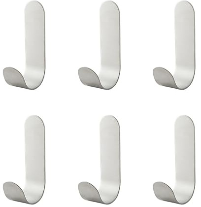 ShiWuYou 6 Stück Haken Selbstklebend, Edelstahl Klebehaken, Kleine Haken selbstklebend Edelstahl, Handtuchhalter ohne Bohren Wandhalterung, Handtuchhaken für Badezimmer, Küche, Garderobe