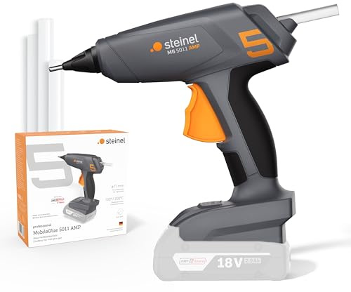Steinel Akku Heißklebepistole MobileGlue 5011, für 18V Bosch AMPShare Akku, inkl. 3x Heißklebesticks, 2 Temperaturstufen 130°/200°C