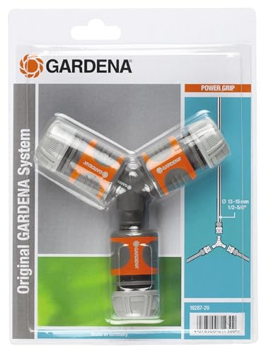 Gardena Abzweig-Satz für 13 mm (1/2 Zoll)- und 15 mm (5/8 Zoll)-Wasserschläuche: Wasserdichter Abzweig-Verbinder für eine einfache Wasserteilung (18287-20), Plastic