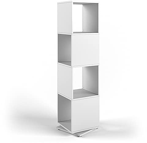 Vicco Drehregal, Weiß, 35.2 x 144.2 cm, zur Aufbewahrung von Akten und 30x30 cm Boxen, 360° drehbar