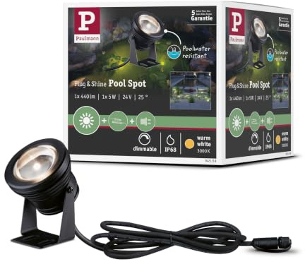 Paulmann 94559 Plug & Shine LED Außenleuchte Spot Teichleuchte IP68 incl. 1x5 W dimmbar Warmweiß Schwarz Aluminium 3000 K