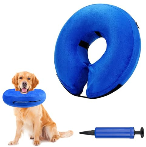 Lixiluxia Hundekragen, aufblasbar, Anti-Lecken, Erholungshalsbänder zur Wundheilung und Verhinderung von Beißen oder Kratzern (Blau L)
