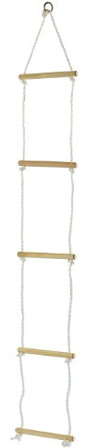 Playtastic Seilleiter Kinder: Strickleiter mit 5 Holzsprossen für Kinder (Strickleiter Klettern, Hängeleiter, Outdoor)